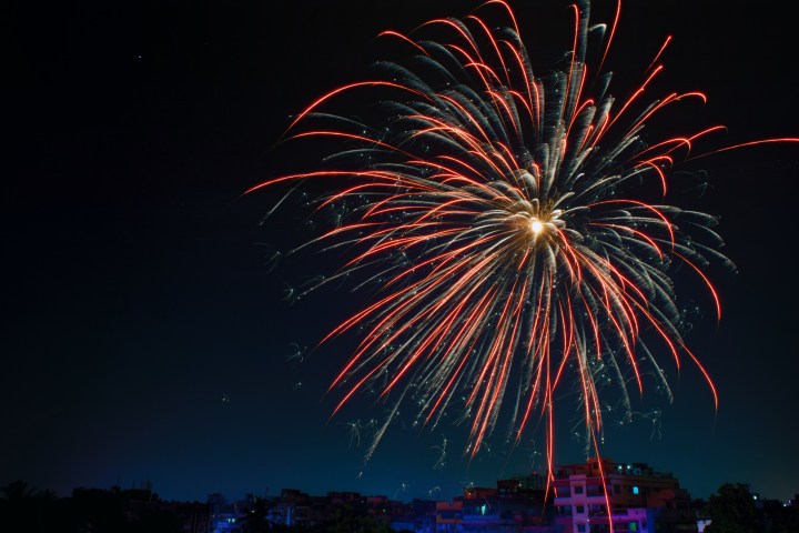 fireworks in the night sky